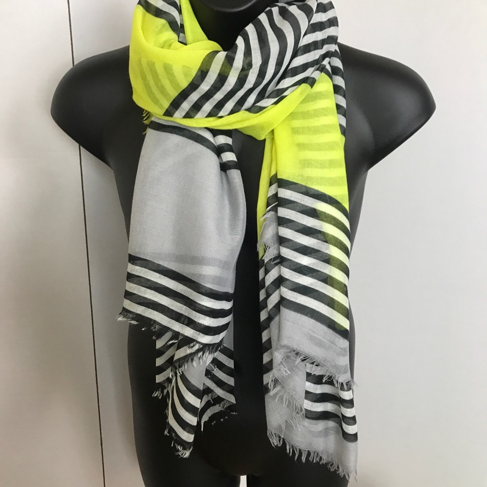 Striped Neon Green and Black Scarf